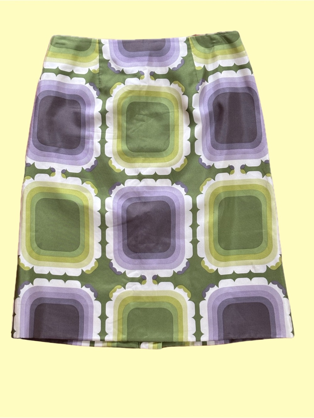 Orla Kiely Retro Geometric Pencil Skirt in Green and Purple